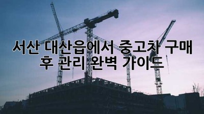 서산 대산읍에서 중고차 구매 후 관리, 완벽 가이드!